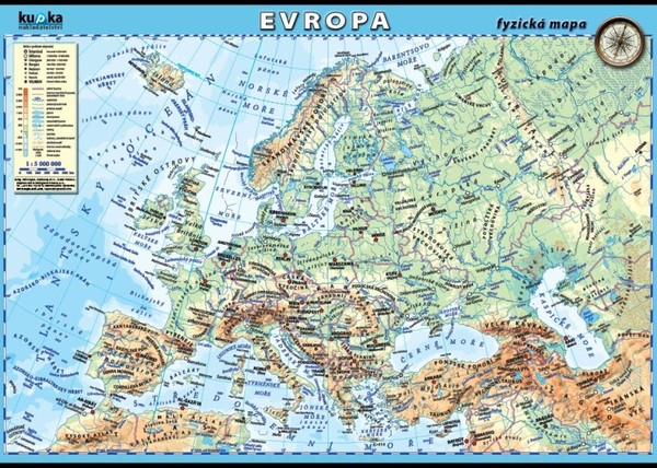Evropa - fyzická mapa (100 x 70 cm)