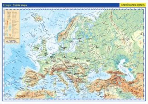 Evropa - nástěnná fyzická mapa školní