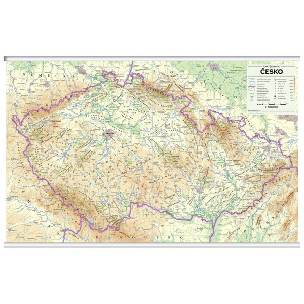 Česko - nástěnná mapa reliéf a povrch