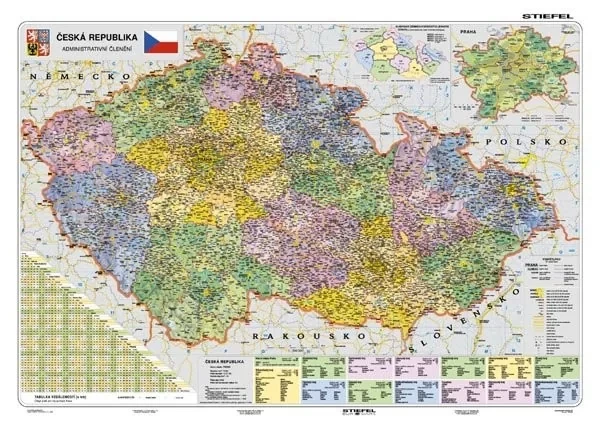 Česká republika - administrativní členění (lamino, A3)