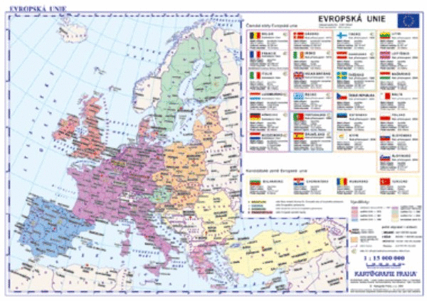 Evropská unie - obrysová administrativní mapa
