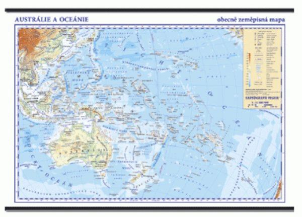 Austrálie a Oceánie - nástěnná obecně zeměpisná mapa školní