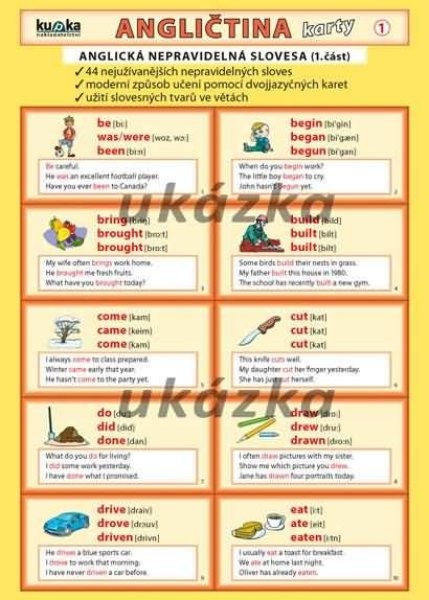 Angličtina karty 1 - anglická nepravidelná slovesa (skládačka A5, 8 stran)