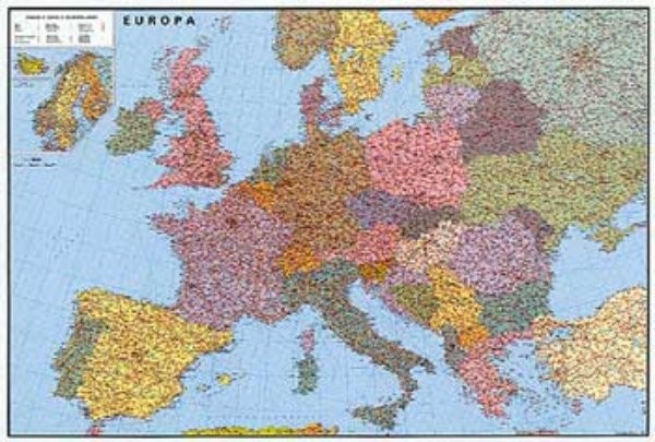 Evropa - silniční velká nástěnná mapa (156 x 114 cm)