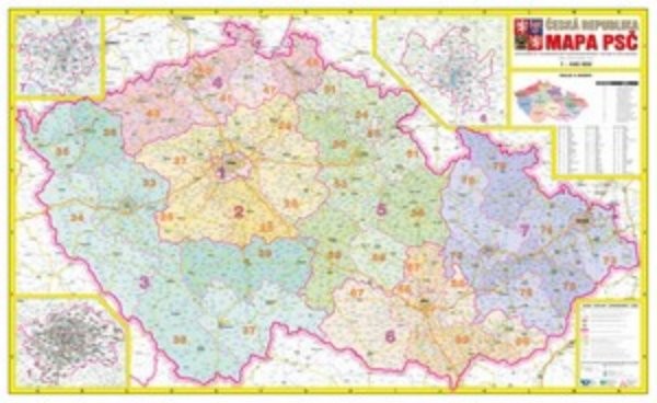 Česká republika - nástěnná mapa PSČ (113 x 70 cm)
