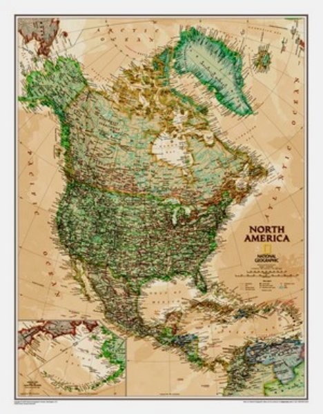 Severní Amerika - nástěnná mapa (National Geographic)
