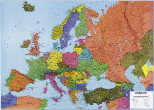 Obří mapa Evropy - nástěnnná mapa (1,7 x 1,25 m)