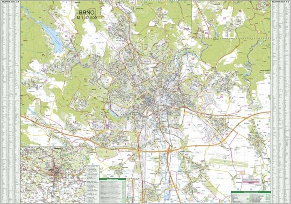 Brno - nástěnný plán města (135 x 95 cm)