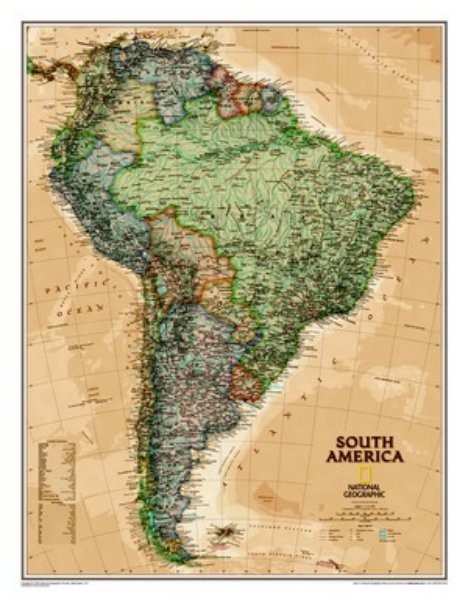 Jižní Amerika - nástěnná mapa (National Geographic)