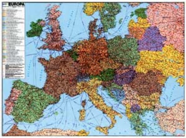 Evropa železniční - nástěnná mapa (113 x 83 cm)