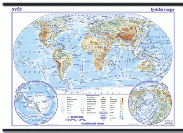 Svět - nástěnná obecně zeměpisná mapa školní (1 300 x 960 mm)