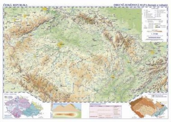 Česká republika - nástěnná obecně zeměpisná mapa školní (1360 x 960 mm)
