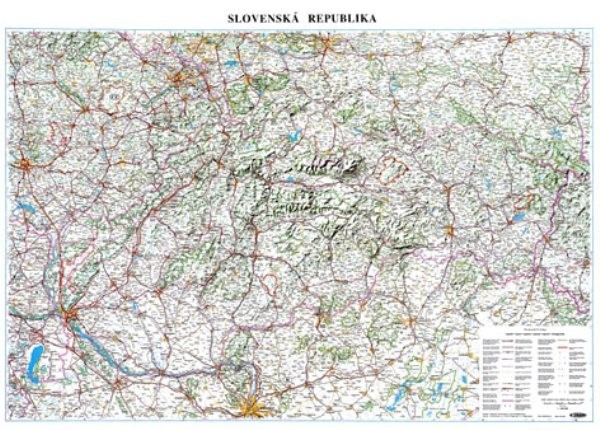 Slovenská republika - silniční nástěnná mapa (120 x 83 cm)